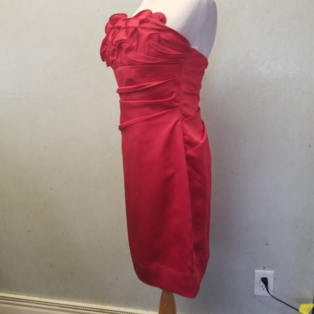 NWT Phoebe Couture Red ruffled tube top dress women's size 4 (269) - Picture 5 of 8